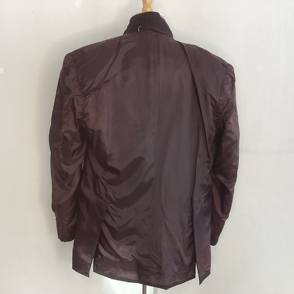 Double Breasted Peak Collar Charcoal/ Blue Bespoke Pinstripe Suit Coat 42 Reg - Picture 10 of 12